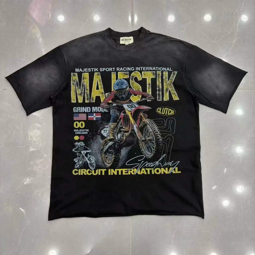 YKRON Majestik Rhinestone Print Hip Hop Tee