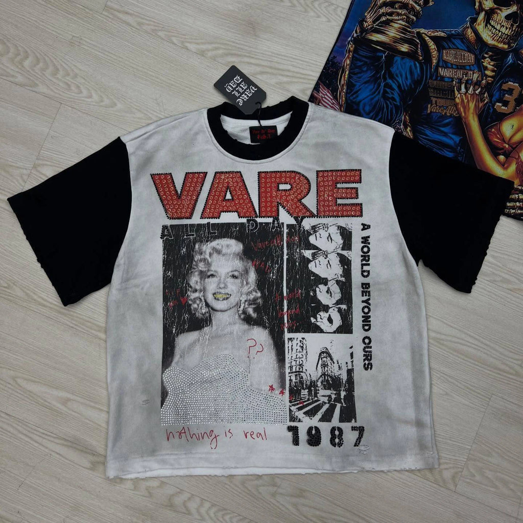 YKRON Rhinestone Diamond Baggy Streetwear Tee