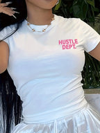 YKRON Hustle Dept Print Harajuku Y2K Tee