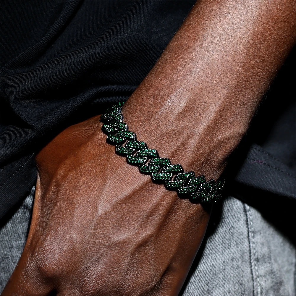 YKRON Iced Prong Cuban Chain Bracelet