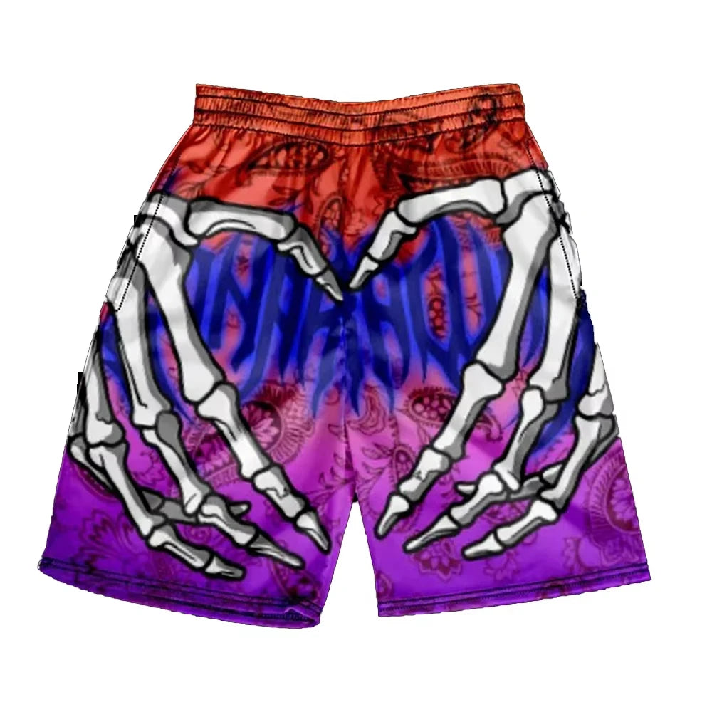 YKRON Y2K Skull Hip Hop Beach Shorts