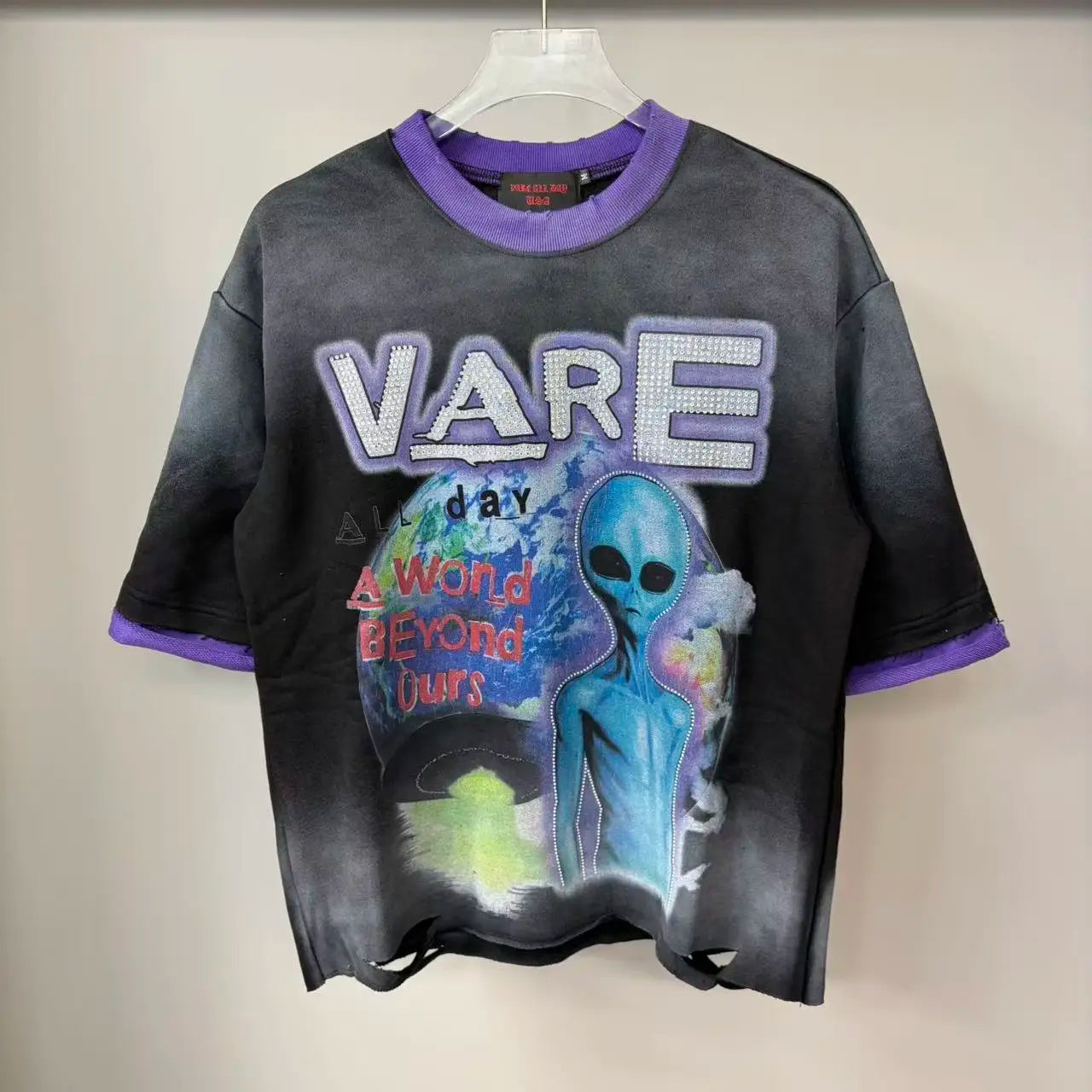 YKRON Rhinestone Letter Hip Hop Oversized Tee