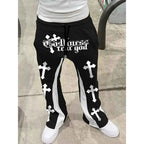 YKRON Cross Print Color-Block Sweatpants