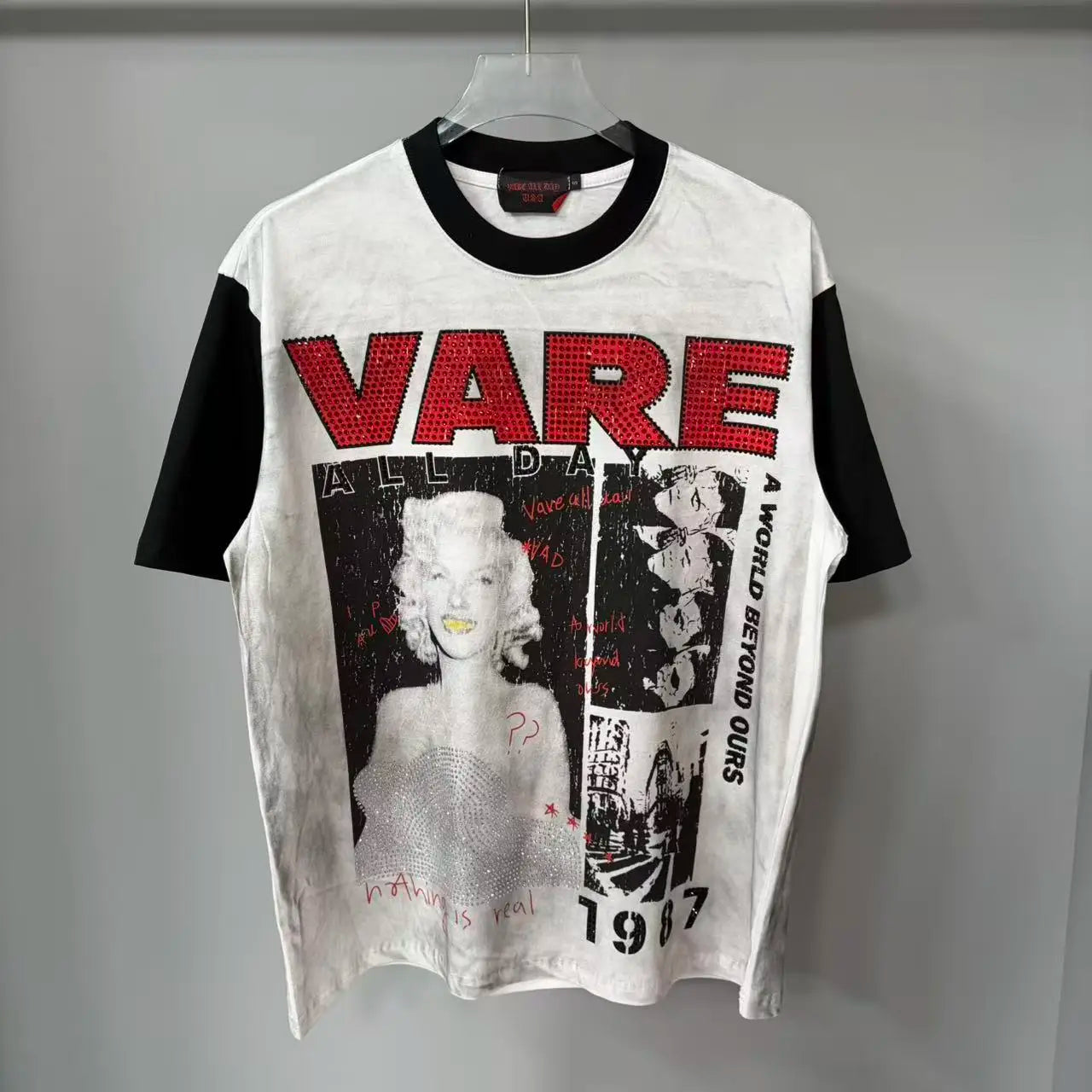 YKRON Rhinestone Diamond Baggy Streetwear Tee