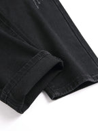 YKRON High Street Ripped Straight Leg Black Jeans