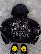 YKRON Y2K Retro Letter Zip Hoodie