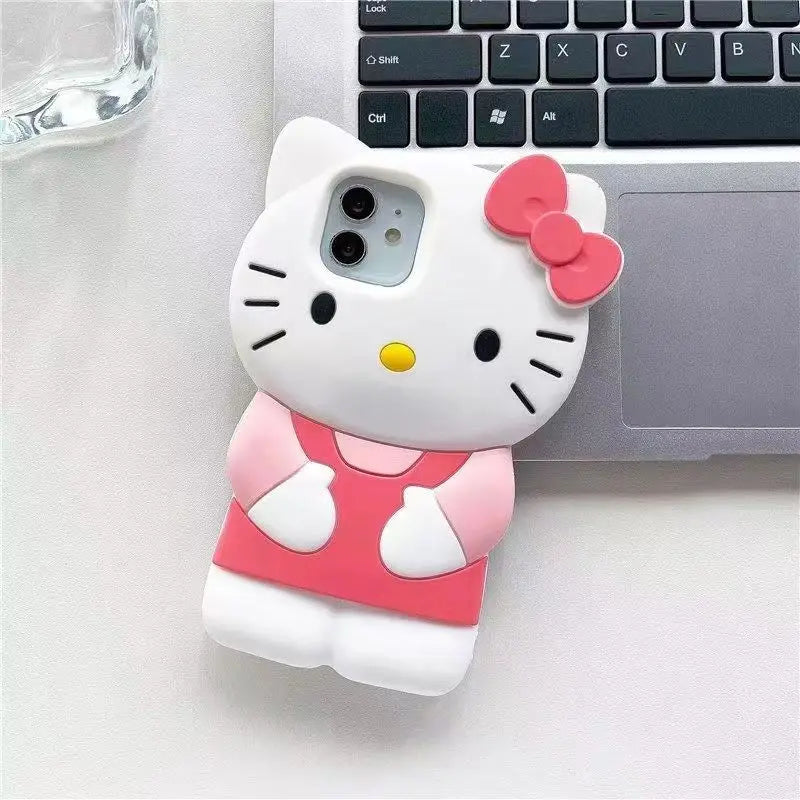 YKRON Bowknot Kitty 3D Silicone Phone Case