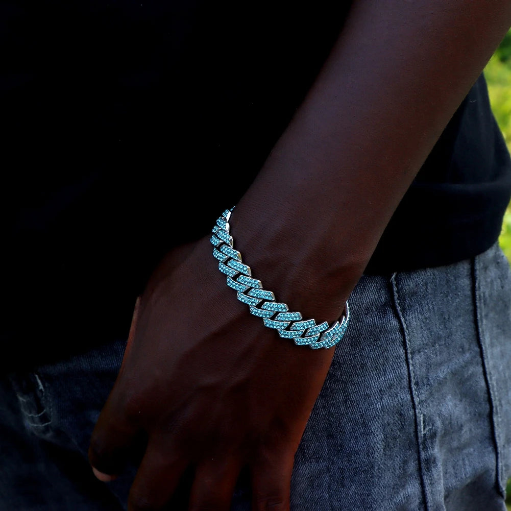 YKRON Iced Prong Cuban Chain Bracelet