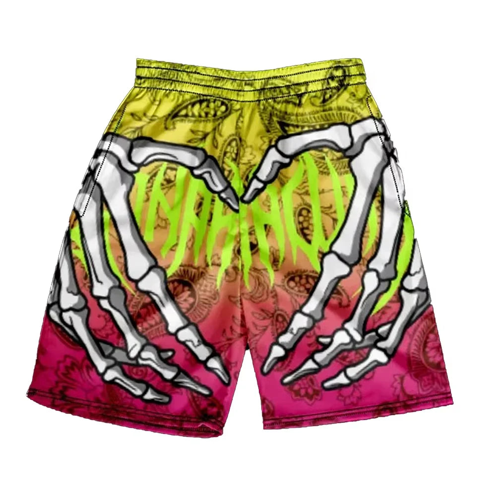 YKRON Y2K Skull Hip Hop Beach Shorts