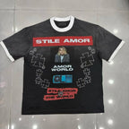 YKRON Shinning Diamond Letter Oversized Tee