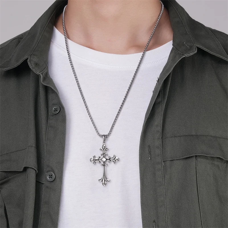 YKRON Retro Gothic Cross Hip Hop Necklace
