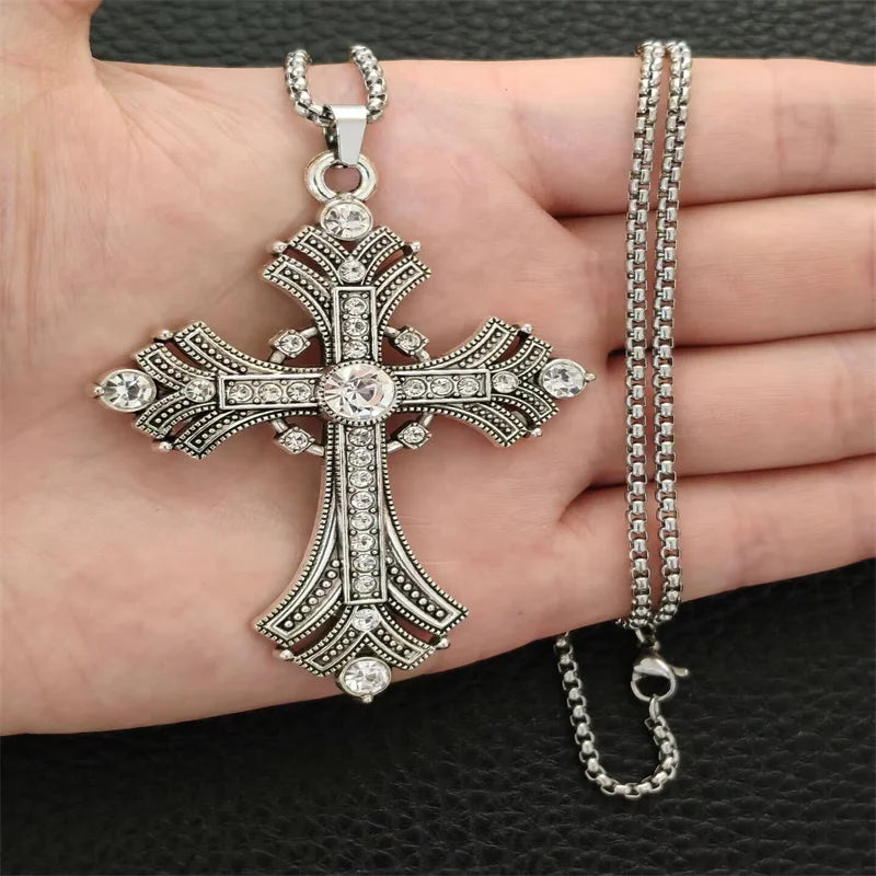 YKRON Retro Gothic Cross Hip Hop Necklace
