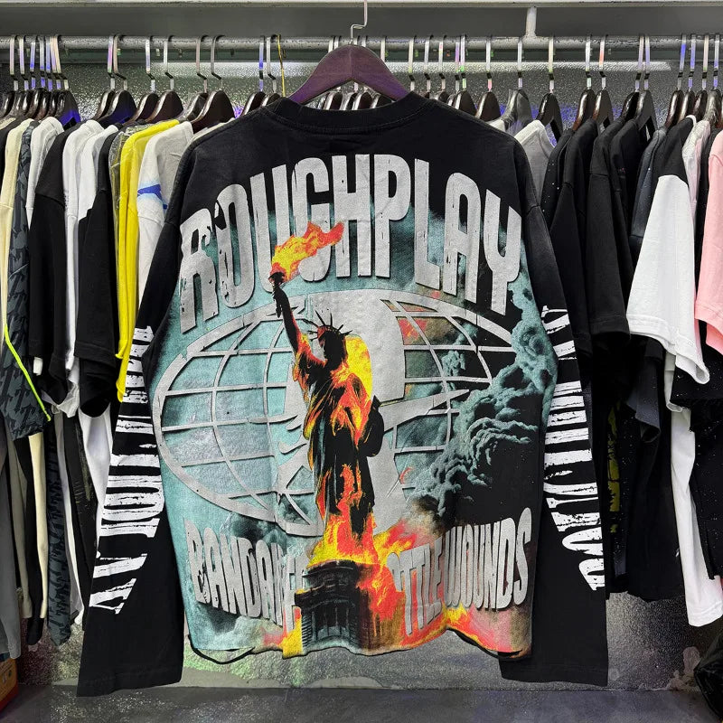 YKRON Rough Play Diamond Long Sleeve Oversized Tee