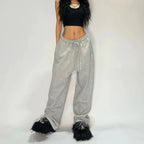 YKRON Y2K Gray Wide Leg Tactical Sweatpants