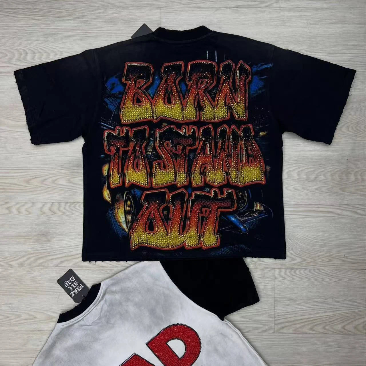 YKRON Rhinestone Diamond Baggy Streetwear Tee