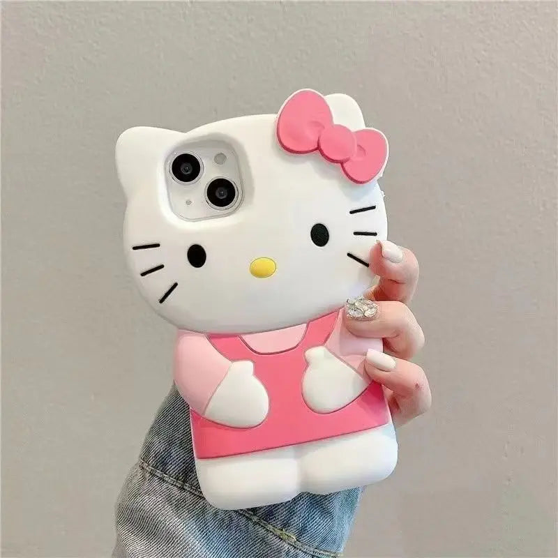 YKRON Bowknot Kitty 3D Silicone Phone Case