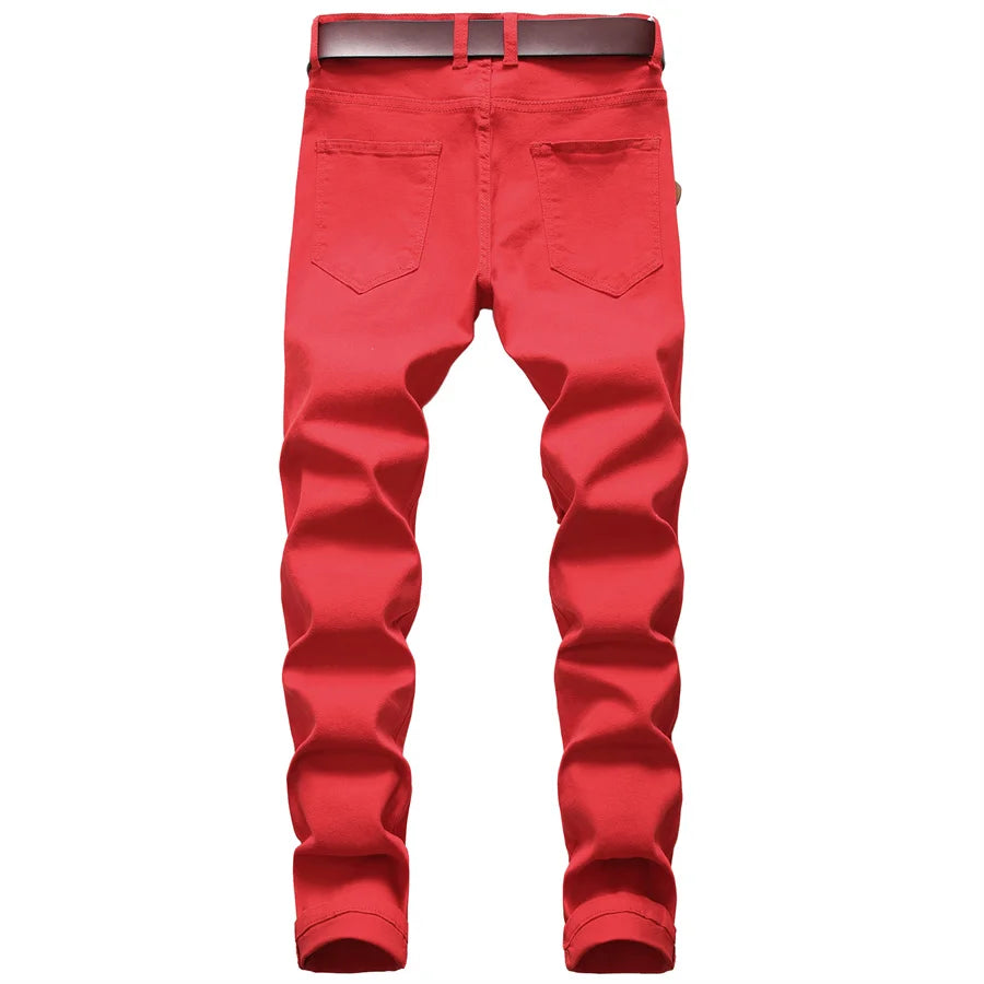 YKRON Y2K Distressed Red Hip Hop Jeans