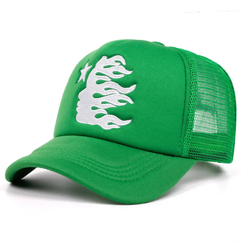 YKRON Flame Star Mesh Snapback Hat