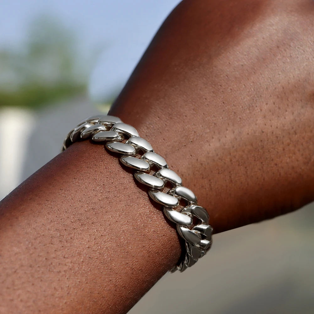 YKRON Iced Prong Cuban Chain Bracelet