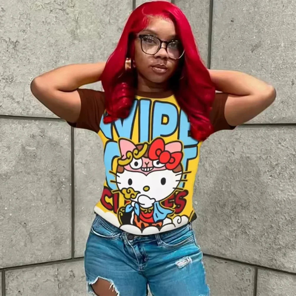 YKRON Hello Kitty Anime Graphic Tee