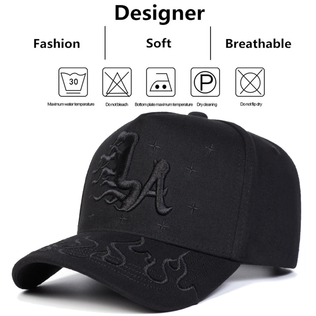 YKRON LA Flame Star Embroidery Cap