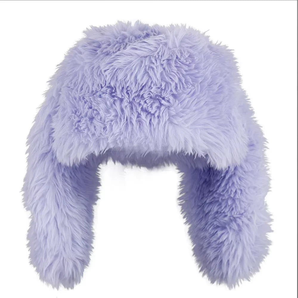 YKRON Y2K Rabbit Ears Plush Beanie