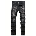 YKRON High Street Ripped Straight Leg Black Jeans