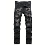 YKRON High Street Ripped Straight Leg Black Jeans