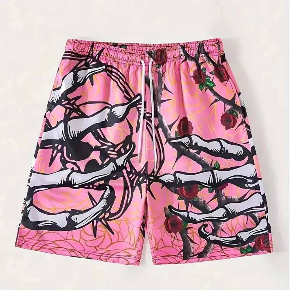 YKRON Y2K Skull Hip Hop Beach Shorts