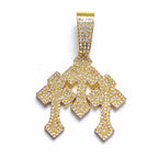 YKRON Iced Out Stacked Cross Cuban Chain Necklace