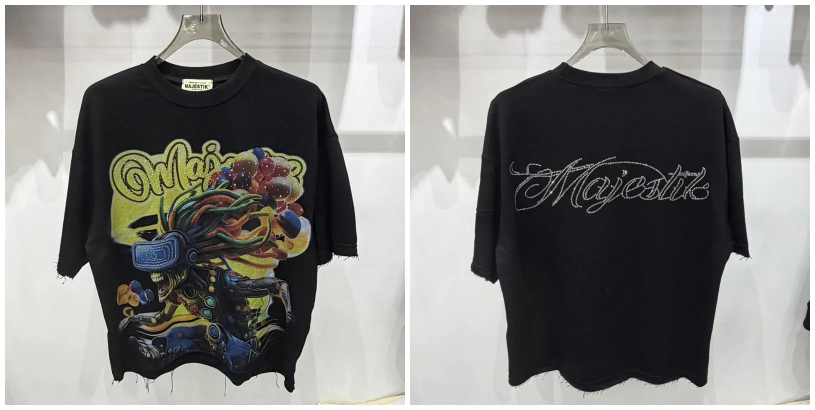 YKRON Majestik Rhinestone Print Hip Hop Tee