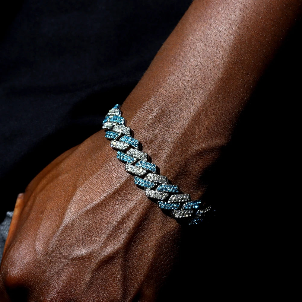 YKRON Iced Prong Cuban Chain Bracelet