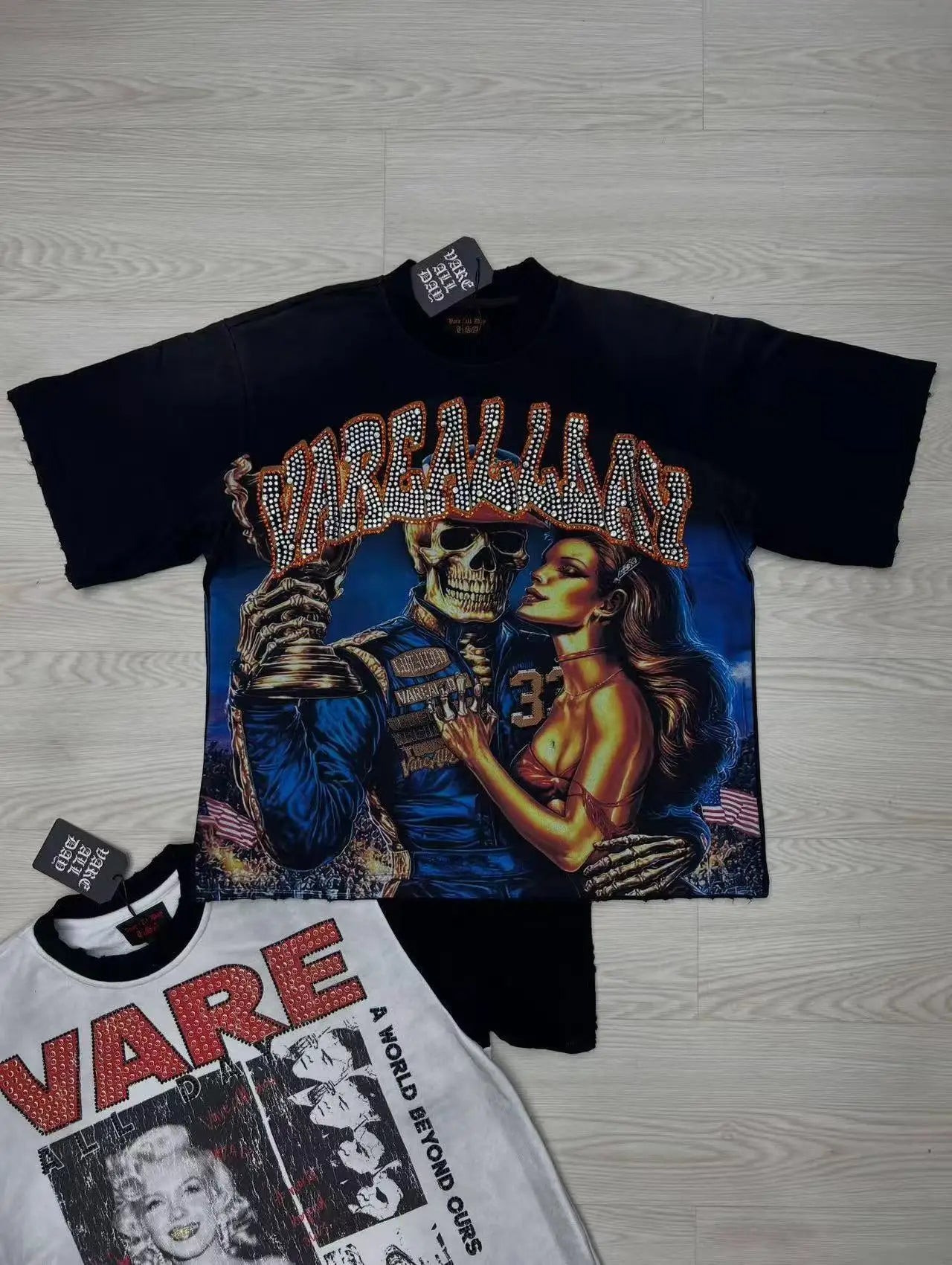 YKRON Rhinestone Letter Hip Hop Oversized Tee