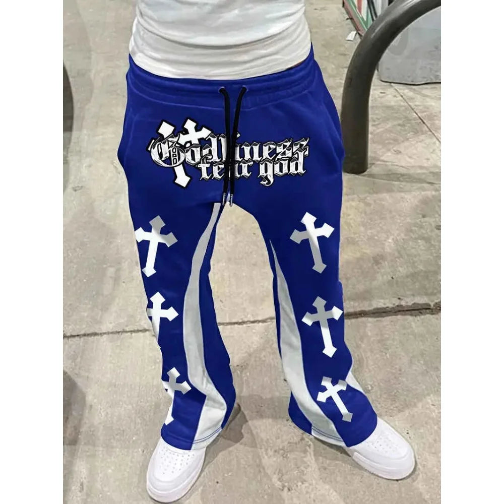 YKRON Cross Print Color-Block Sweatpants