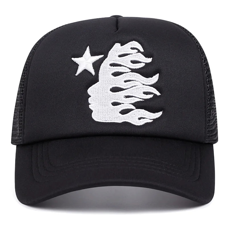 YKRON Flame Star Mesh Snapback Hat