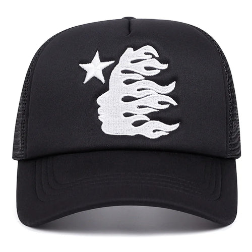 YKRON Flame Star Mesh Snapback Hat