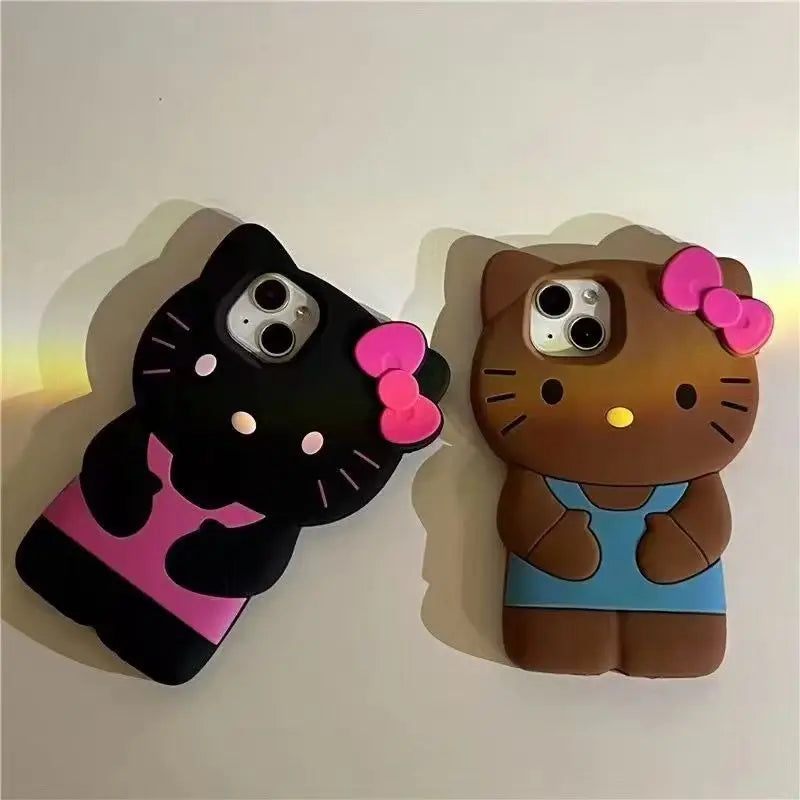 YKRON Bowknot Kitty 3D Silicone Phone Case