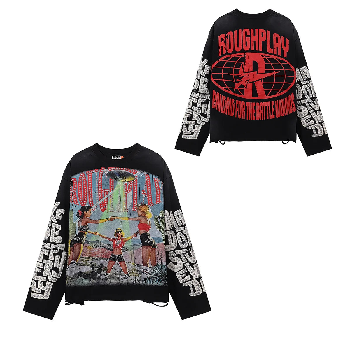 YKRON Rough Play Diamond Long Sleeve Oversized Tee