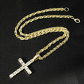 YKRON Iced Out Cross Zircon Tennis Chain Necklace