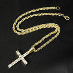 YKRON Iced Out Cross Zircon Tennis Chain Necklace