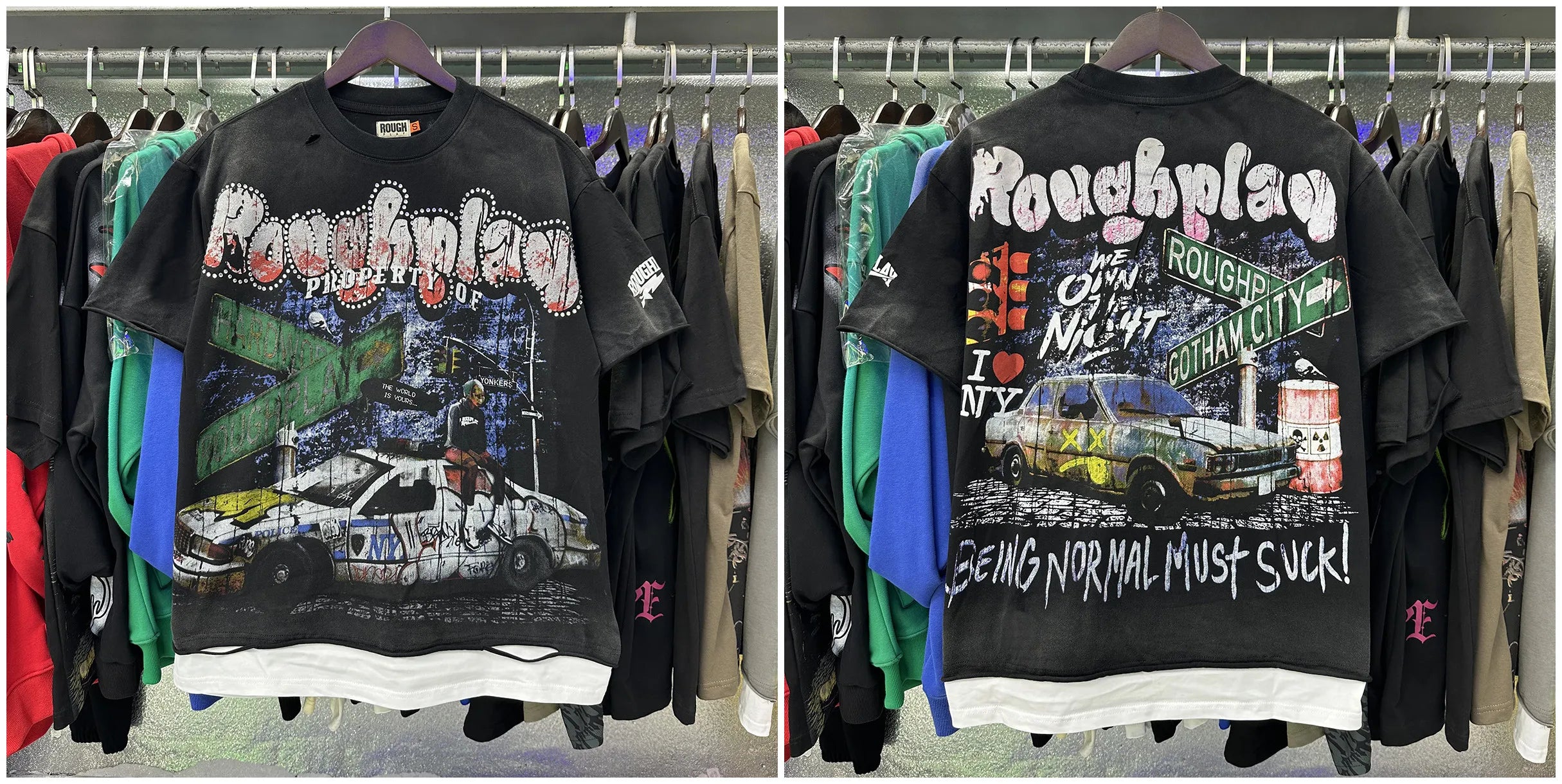 YKRON Rough Play Diamond Short Sleeve Oversized Tee