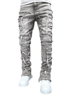 YKRON Ripped Stacked Slim Fit Jeans