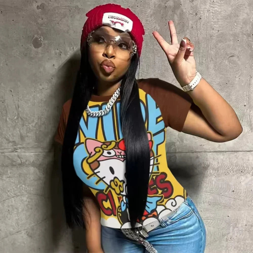 YKRON Hello Kitty Anime Graphic Tee