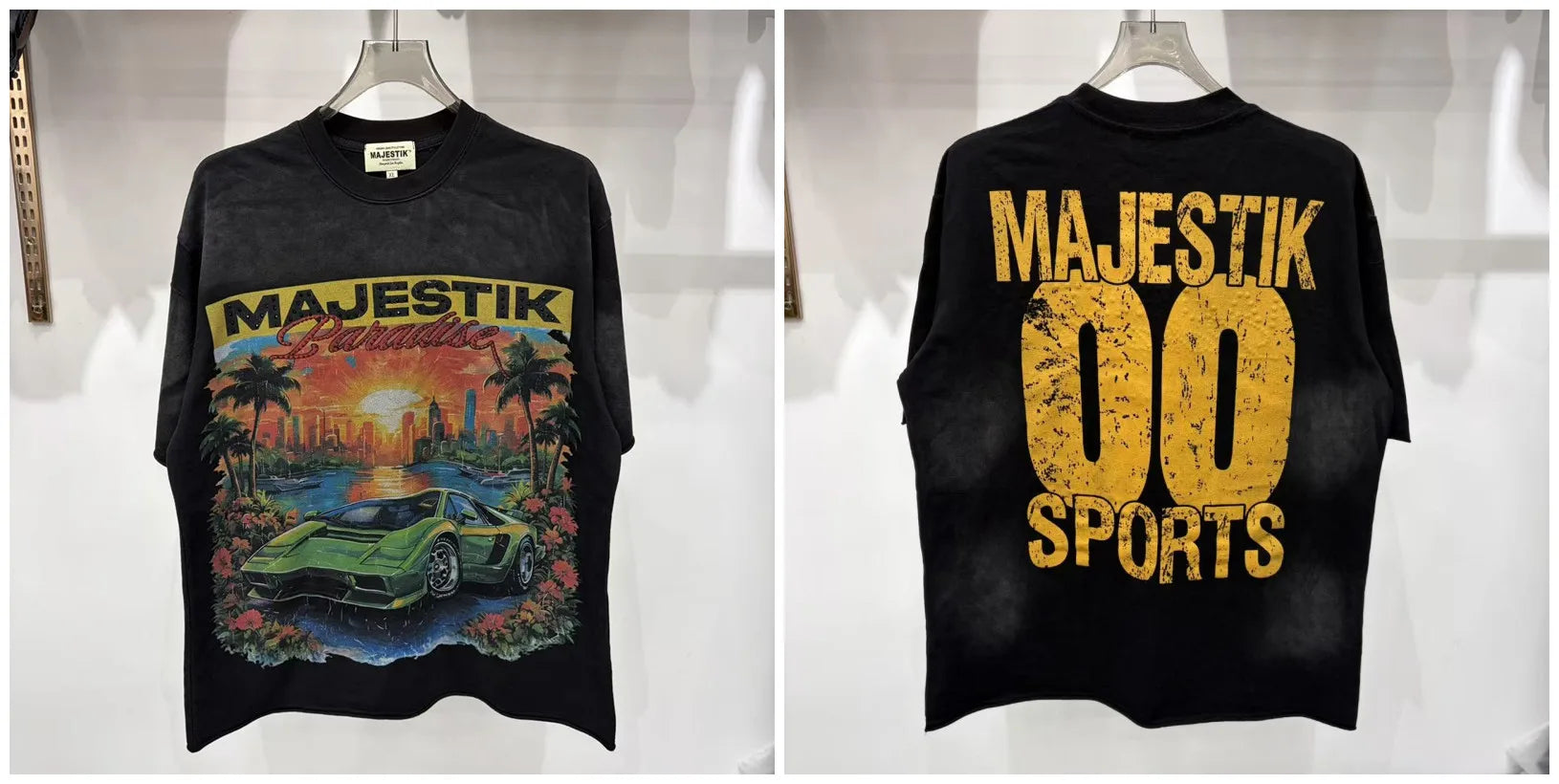 YKRON Majestik Rhinestone Print Hip Hop Tee