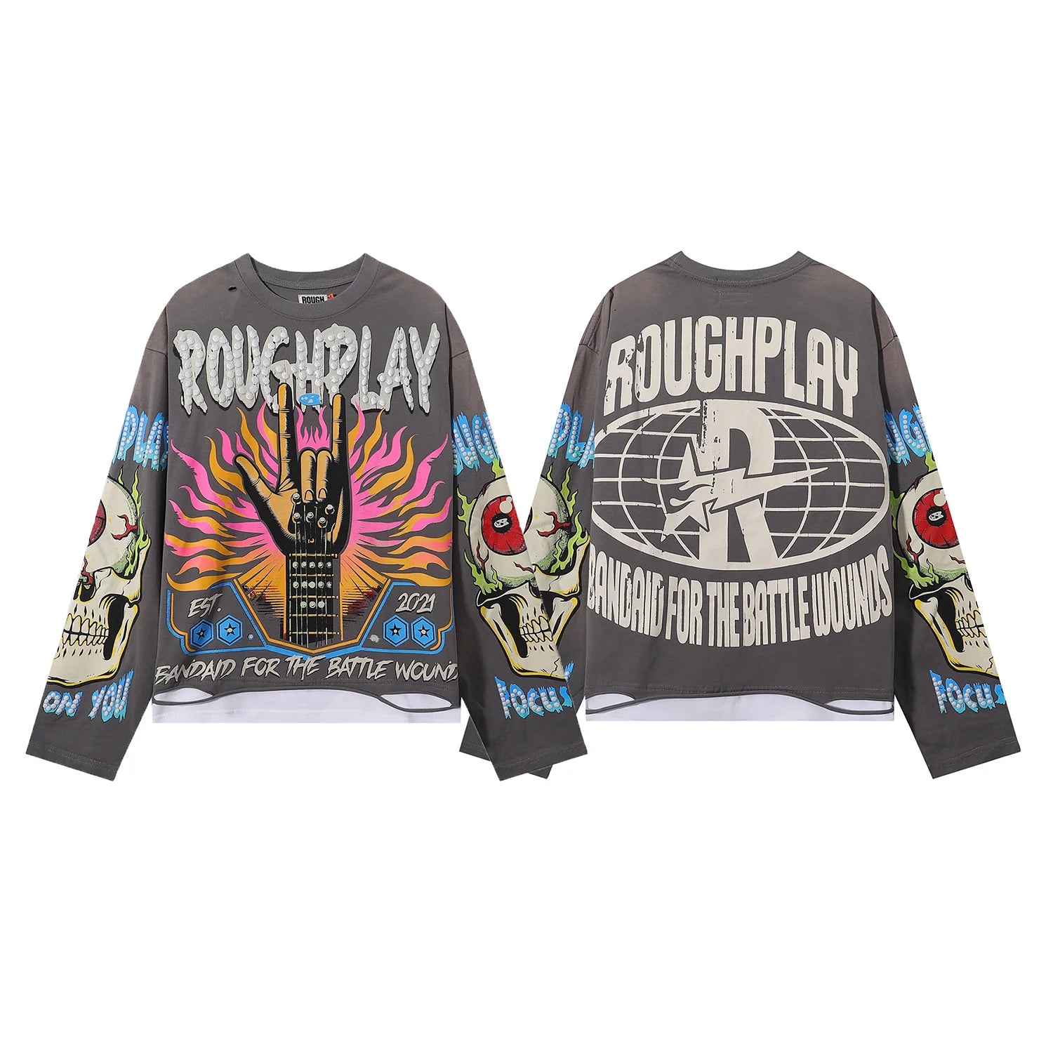 YKRON Rough Play Diamond Long Sleeve Oversized Tee