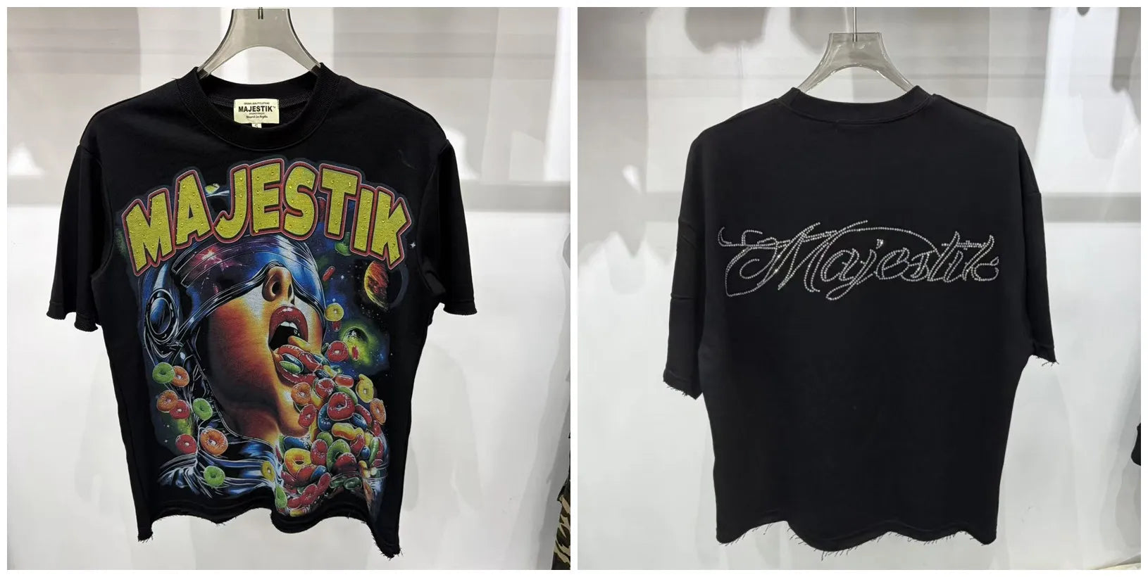 YKRON Majestik Rhinestone Print Hip Hop Tee