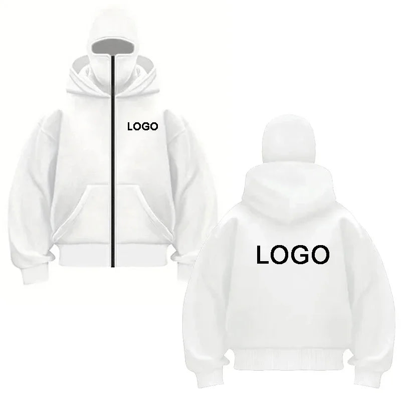 YKRON Double Hood Ninja Mask Zip-Up Hoodie