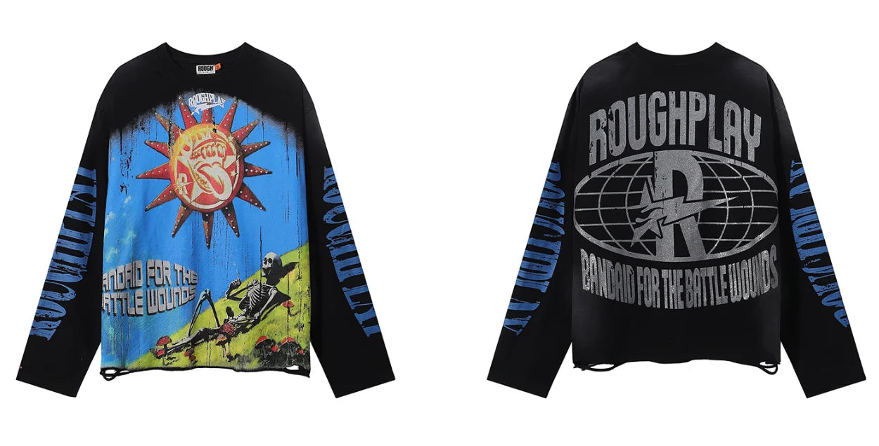 YKRON Rough Play Diamond Long Sleeve Oversized Tee
