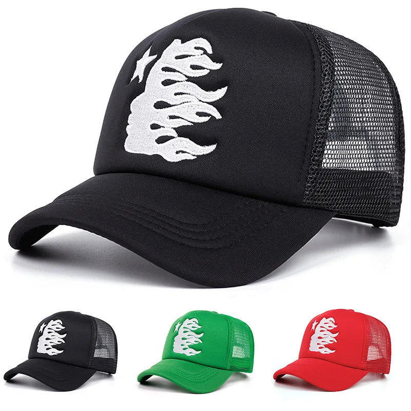 YKRON Flame Star Mesh Snapback Hat