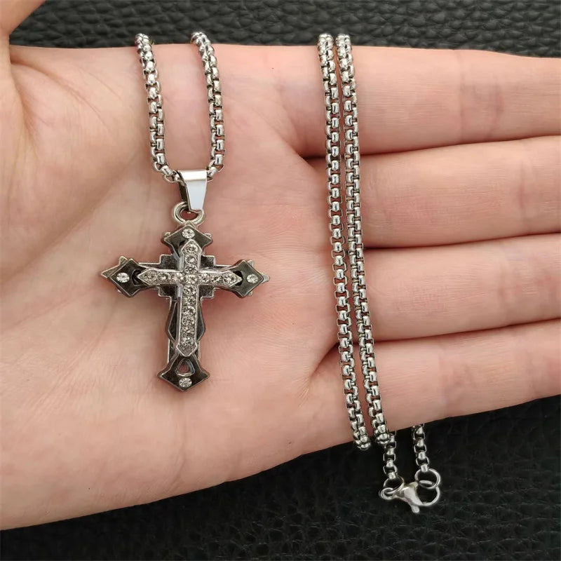 YKRON Retro Gothic Cross Hip Hop Necklace